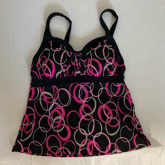 Jamaica Bay Black Pink circles Halter Tankini 12 - Picture 2 of 16